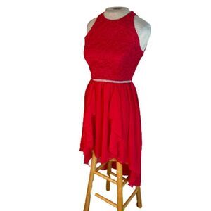 City Studio Formal High Low Open Back Lace Party Dress Red Size 1 #1014